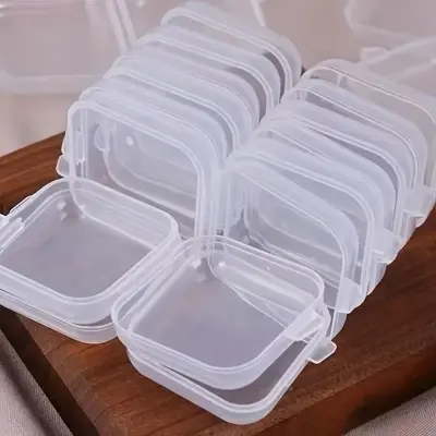 Picture of 1 pcs Mini Storage Box Transparent Square Plastic Case for Earring Ring Jewelry Packaging Portable Grocery Storage Organizer