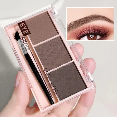 Picture of 3 in 1 Three Color Eyebrow Powder Waterproof Sweat Proof Non Fading for Nose Shadow Highlights Eyebrow Cosmetics Women