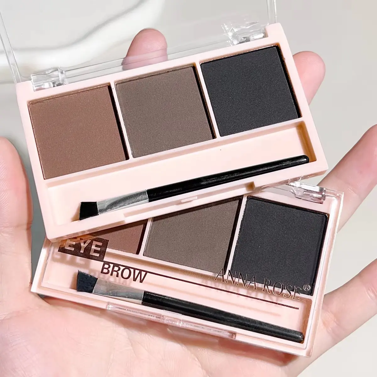 Picture of 3 in 1 Three Color Eyebrow Powder Waterproof Sweat Proof Non Fading for Nose Shadow Highlights Eyebrow Cosmetics Women