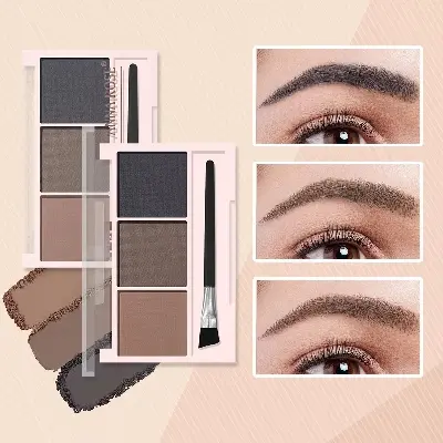 Picture of 3 in 1 Three Color Eyebrow Powder Waterproof Sweat Proof Non Fading for Nose Shadow Highlights Eyebrow Cosmetics Women