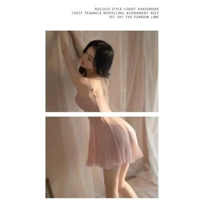 Picture of New Style Ladies Hgih Waist Mesh Spicy Girl Transparent Strap Mini Scirt Dress Flower Sleepwear