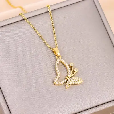 Picture of Exclusive designed  Butterfly Pendant Necklaces For Women Female Chain Jewelry for birthday,anniversary,party.