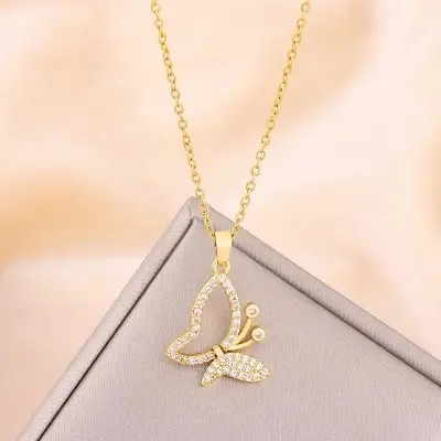Picture of Exclusive designed  Butterfly Pendant Necklaces For Women Female Chain Jewelry for birthday,anniversary,party.