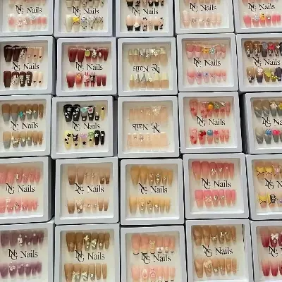 Picture of 12 Pcs Random color Acrylic Nail Artificial Fingernails Beautiful Luxury False Nails  For Girls and Women