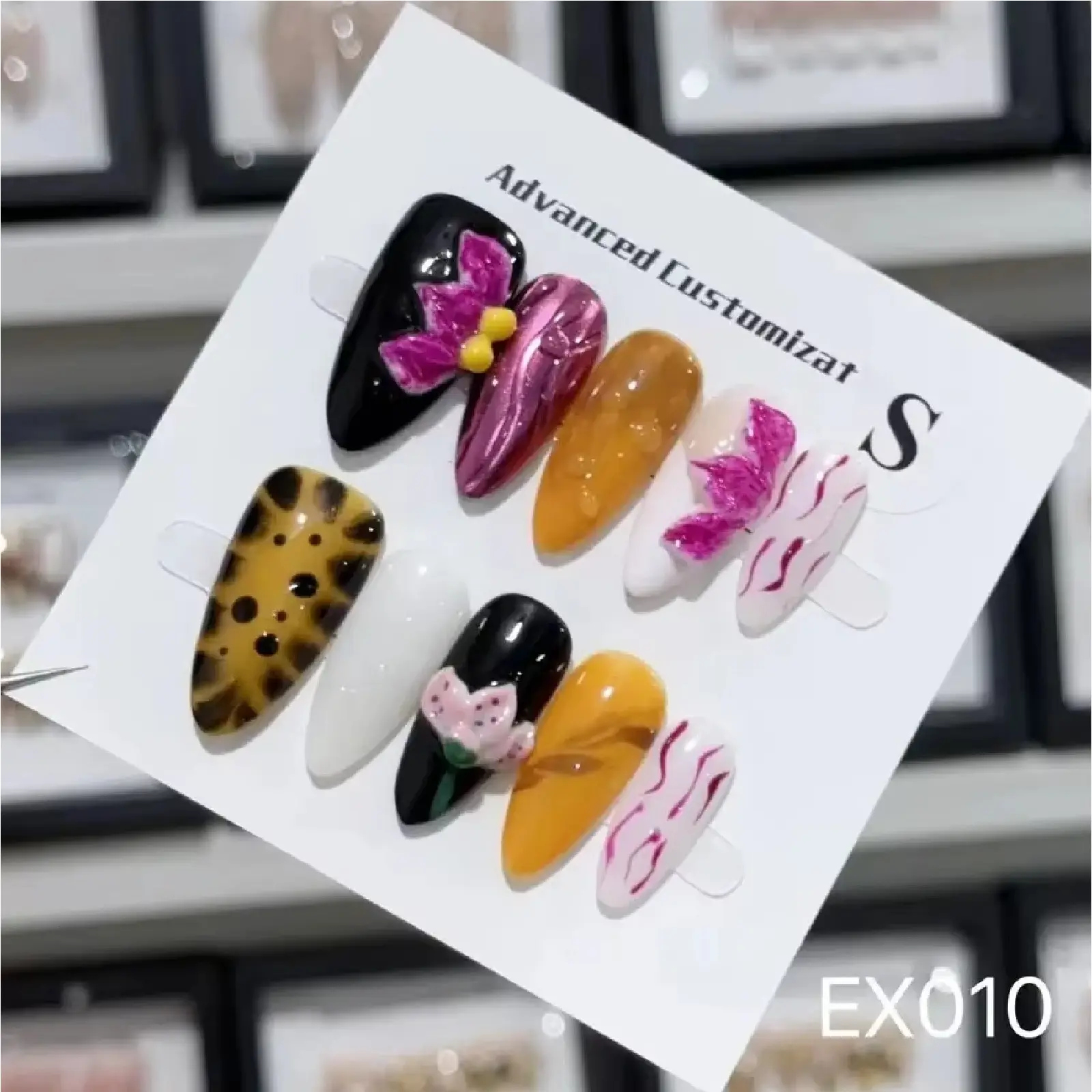 Picture of 12 Pcs Random color Acrylic Nail Artificial Fingernails Beautiful Luxury False Nails  For Girls and Women
