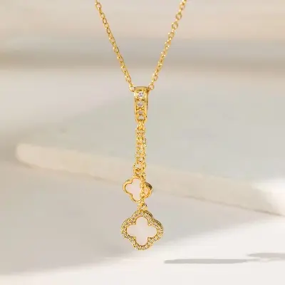 Picture of NECKLACE FOR Fashion Charm Ladies Tassel Long Clover Necklace for girls and women