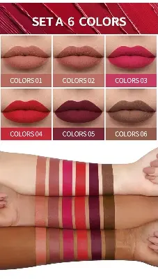Picture of 6 PCS Liquid Lipstick Set Make-up Waterproof Long lasting Cosmetics Matte Lipstick LipGloss Kit for Girls and Women
