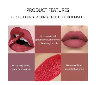 Picture of 6 PCS Liquid Lipstick Set Make-up Waterproof Long lasting Cosmetics Matte Lipstick LipGloss Kit for Girls and Women