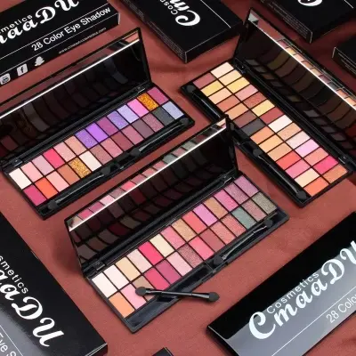 Picture of 28 Colors Eyeshadow Pallette Waterproof and  Long Lasting Make Up with Mirror Brush Eye Shadow Palette Cosmetics for  Girls and Women