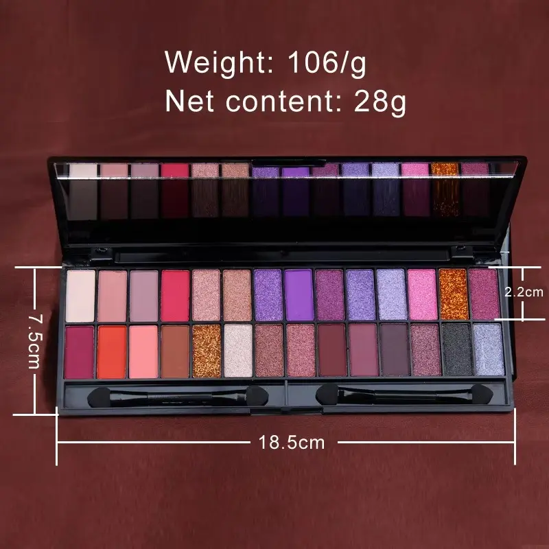 Picture of 28 Colors Eyeshadow Pallette Waterproof and  Long Lasting Make Up with Mirror Brush Eye Shadow Palette Cosmetics for  Girls and Women