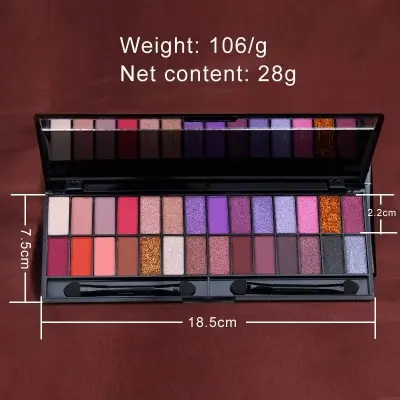 Picture of 28 Colors Eyeshadow Pallette Waterproof and  Long Lasting Make Up with Mirror Brush Eye Shadow Palette Cosmetics for  Girls and Women