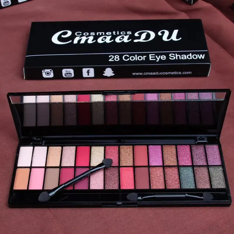 Picture of 28 Colors Eyeshadow Pallette Waterproof and  Long Lasting Make Up with Mirror Brush Eye Shadow Palette Cosmetics for  Girls and Women