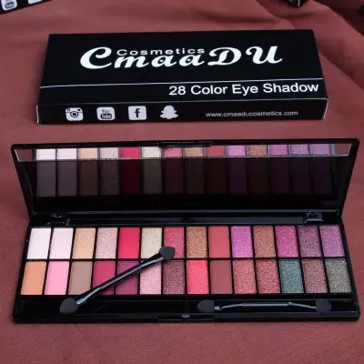 Picture of 28 Colors Eyeshadow Pallette Waterproof and  Long Lasting Make Up with Mirror Brush Eye Shadow Palette Cosmetics for  Girls and Women