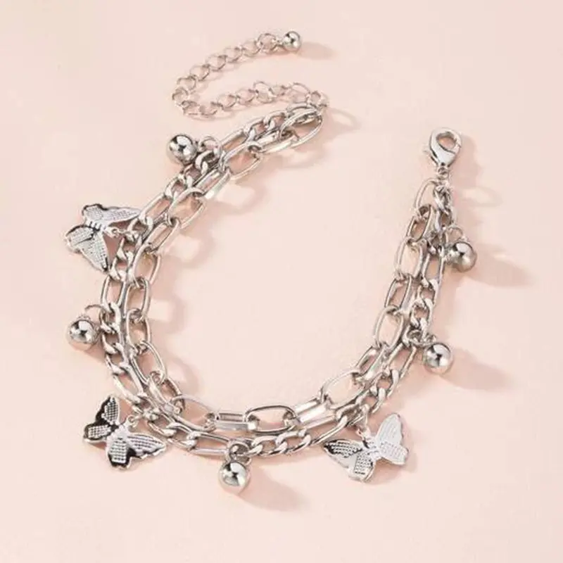 Picture of Gold Butterfly Layered Tassel Bracelet for Women – Buy 1 Get 1 Free | Fashion Clavicle Chain Party Jewelry