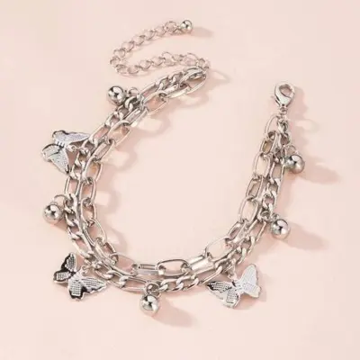 Picture of Gold Butterfly Layered Tassel Bracelet for Women – Buy 1 Get 1 Free | Fashion Clavicle Chain Party Jewelry