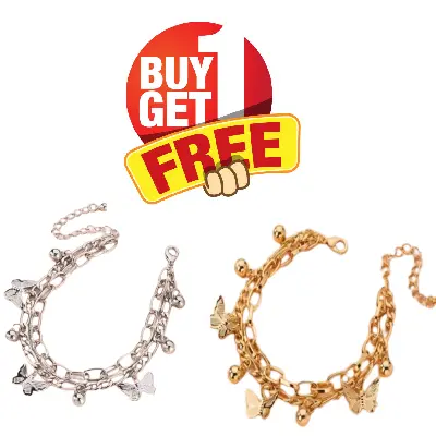 Picture of Gold Butterfly Layered Tassel Bracelet for Women – Buy 1 Get 1 Free | Fashion Clavicle Chain Party Jewelry