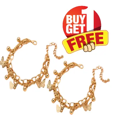 Picture of Gold Butterfly Layered Tassel Bracelet for Women – Buy 1 Get 1 Free | Fashion Clavicle Chain Party Jewelry