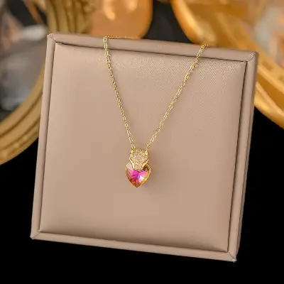 Picture of Heart shape Women's Neclace for Birthday Party  Occassion for Girls and Women