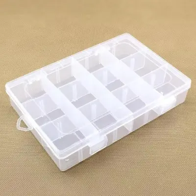 Picture of 12 Grid Rectangular Transparent Storage Box with Compartments Jewelry  Tools Organizer Boxes