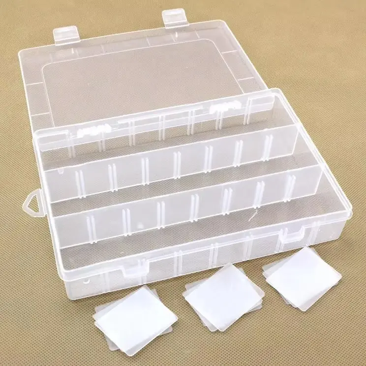 Picture of 12 Grid Rectangular Transparent Storage Box with Compartments Jewelry  Tools Organizer Boxes