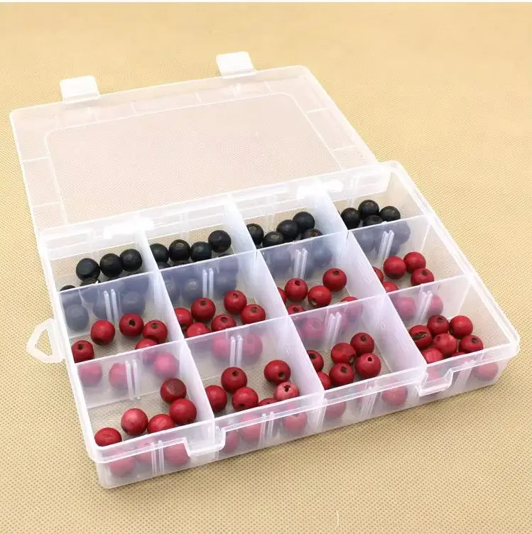 Picture of 12 Grid Rectangular Transparent Storage Box with Compartments Jewelry  Tools Organizer Boxes