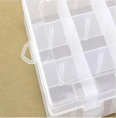 Picture of 12 Grid Rectangular Transparent Storage Box with Compartments Jewelry  Tools Organizer Boxes