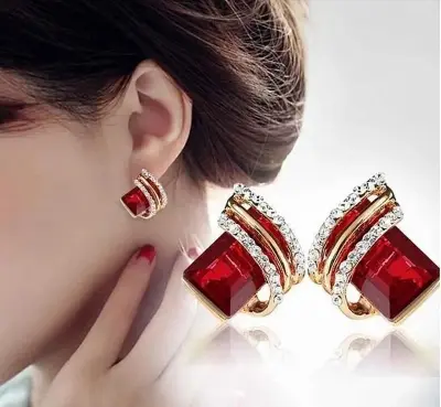 Picture of Women's Korean Style Crystal Earrings - Fashionable and Comfortable