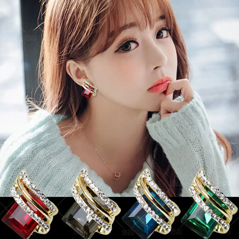 Picture of Women's Korean Style Crystal Earrings - Fashionable and Comfortable