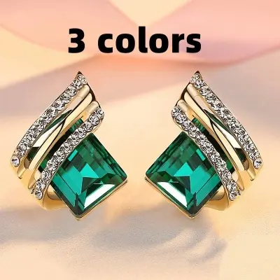Picture of Women's Korean Style Crystal Earrings - Fashionable and Comfortable