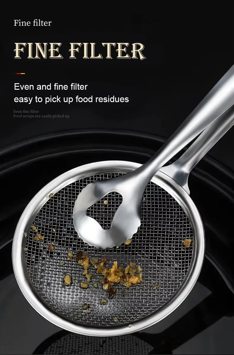 Picture of Multi-Functional Stainless Steel Filter Spoon with Clip Kitchen Tongs Oil-Frying Filter & Fried Food Clip Filter Spoon for Cooking & Serving