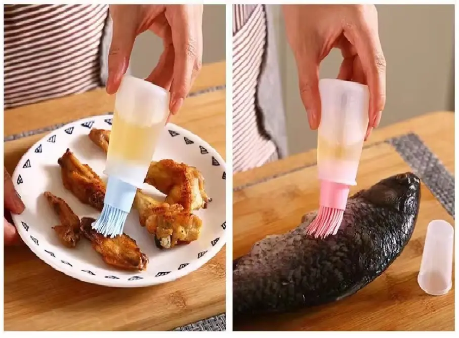Picture of Silicone Oil Bottle Brush Oil Dispenser Bottle With Barbecue Brush Portable Outdoor BBQ Accessories Kitchen Baking Gadgets