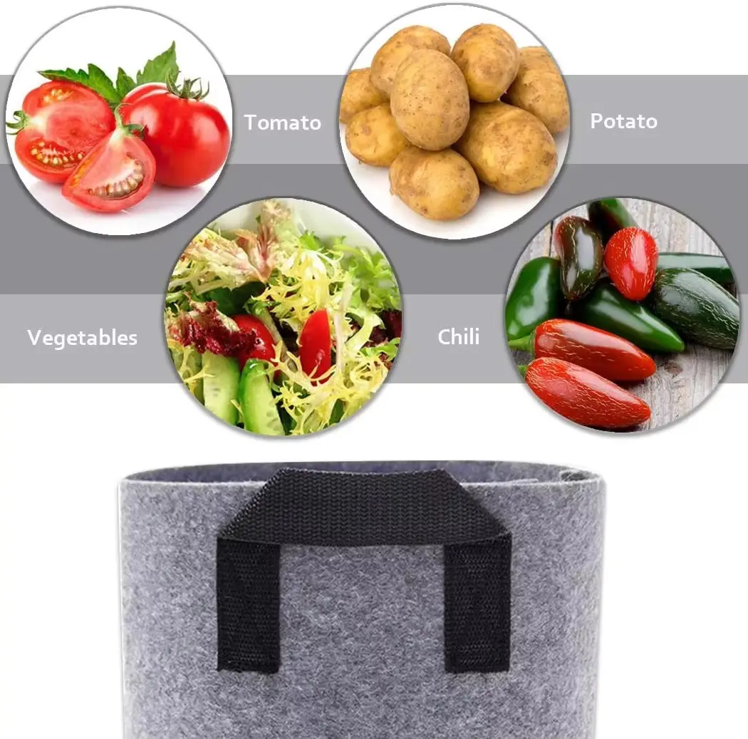 Picture of Breathable Plant Fiber Grow Bags Non-Woven Tomato Tree Planting Felt Flower Pots