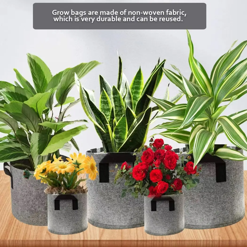 Picture of Breathable Plant Fiber Grow Bags Non-Woven Tomato Tree Planting Felt Flower Pots