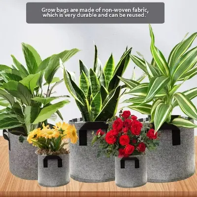 Picture of Breathable Plant Fiber Grow Bags Non-Woven Tomato Tree Planting Felt Flower Pots