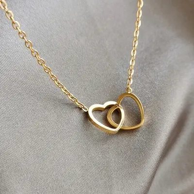 Picture of Jewel Box Present A Brand New Neclace With Double Heart For Girls And Women For  Party And Birthday Gift