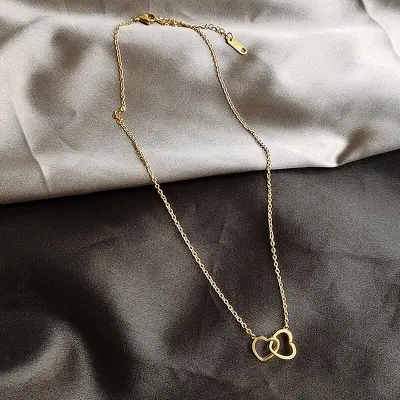 Picture of Jewel Box Present A Brand New Neclace With Double Heart For Girls And Women For  Party And Birthday Gift