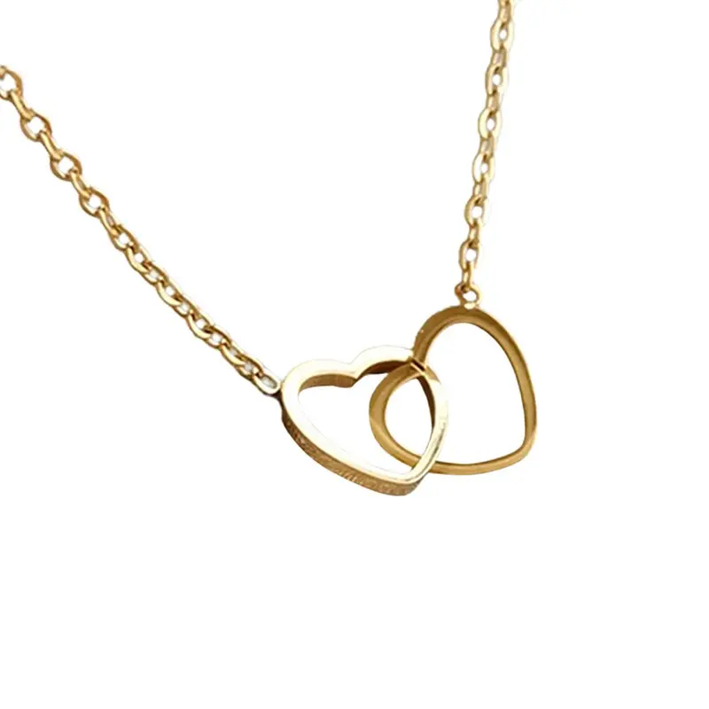 Picture of Jewel Box Present A Brand New Neclace With Double Heart For Girls And Women For  Party And Birthday Gift