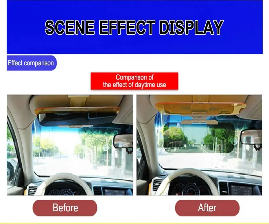 Picture of Car Day Night Anti-Glare Mirror Sports Style Sun Visor Night Vision Goggles Foldable Anti-Dazzle Sunshade