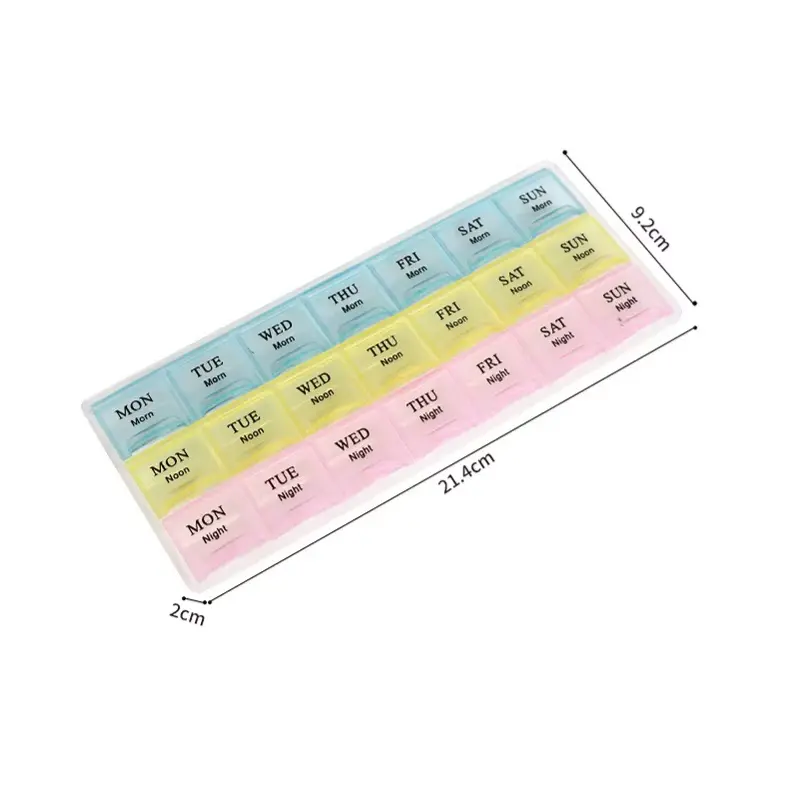 Picture of Portable Travel Pill Box Cases Organizer 7 Days 21 Grids 3 Times One Day with Large Compartments for Vitamins Medicine