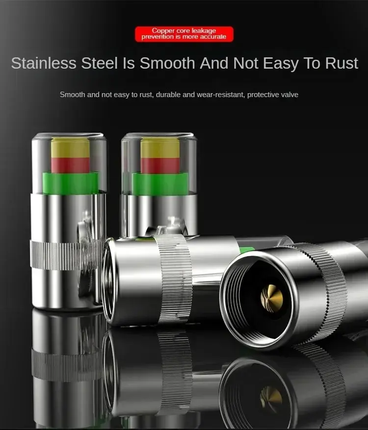 Picture of 4pcs Car and Motorcycle Tire Pressure Indicator, External Valve Cap Sensor