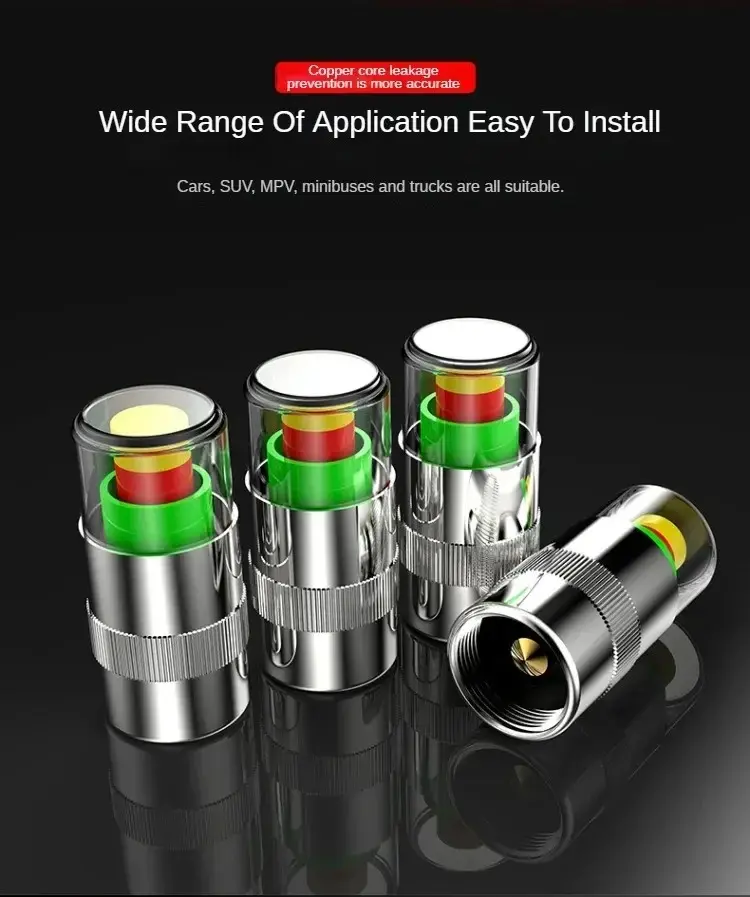 Picture of 4pcs Car and Motorcycle Tire Pressure Indicator, External Valve Cap Sensor