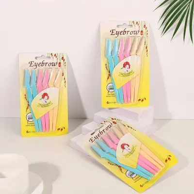 Picture of 3 Pcs/set Eyebrow Razor Multipurpose Eyebrow Trimmer Mix Color Facial Dermaplaning Blade Body Hair Remover with Cover