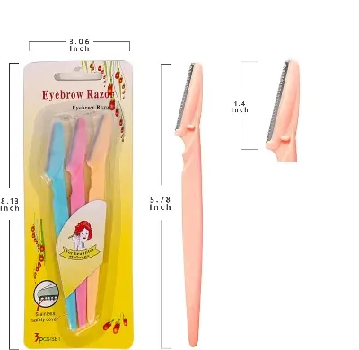 Picture of 3 Pcs/set Eyebrow Razor Multipurpose Eyebrow Trimmer Mix Color Facial Dermaplaning Blade Body Hair Remover with Cover