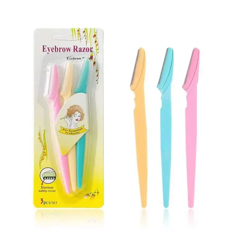 Picture of 3 Pcs/set Eyebrow Razor Multipurpose Eyebrow Trimmer Mix Color Facial Dermaplaning Blade Body Hair Remover with Cover