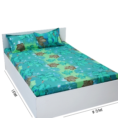 Picture of Cotton Multicolor Double King Size Flat Bed Sheet Set (7.5 by 8.5 Feet) with Two Pillow Covers - Easy Maintainance- 300 Thread Count- Hand Washable