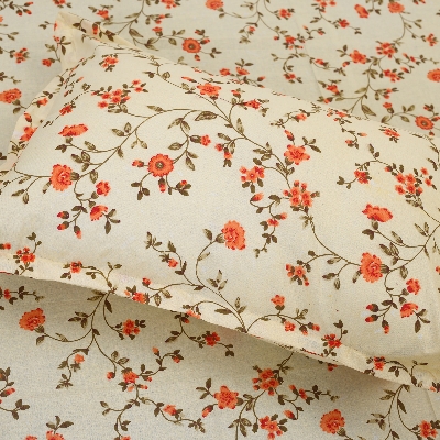 Picture of Cotton Multicolor Double King Size Flat Bed Sheet Set (7.5 by 8.5 Feet) with Two Pillow Covers - Easy Maintainance- 300 Thread Count- Hand Washable