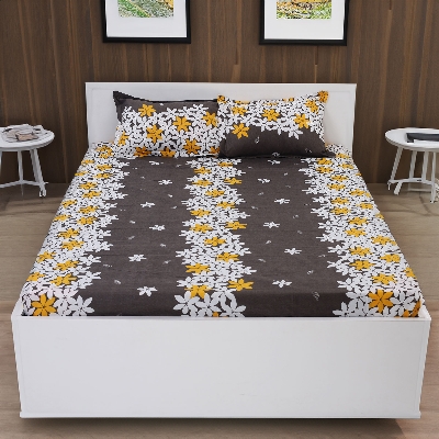 Picture of Digital Home TEX Cotton Multi-color Double King Size Flat Bed Sheet Set (7.5 x 8.5 Feet) with Two Pillow Covers - Easy Maintainance Hand Washable
