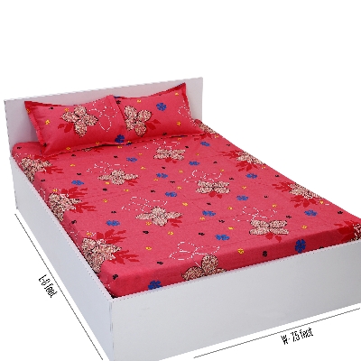 Picture of Cotton Fabric Multicolor Print Double King Size Bedsheet Set (7.5 by 8.5 Feet) with Two Pillow Covers - Elegant Bedding - Easy Maintanance