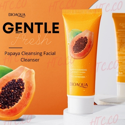 Picture of BIOAQUA skin care product papaya moisturizing shrink pore face wash foam facial cleanser for women and girl-100gm