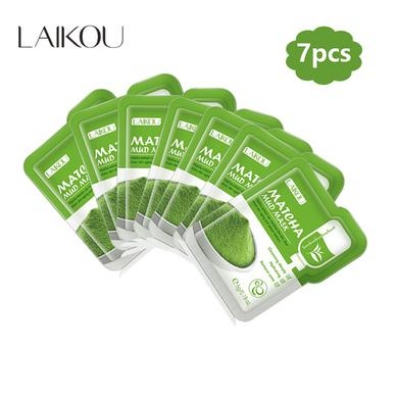 Picture of Laikou Matcha Mud Face Mask Anti Wrinkles Night Facial Packs Moisturize Anti-Aging Acne Spot Removal Pores Deep Cleaning Skin Care Mask– 7 pcs